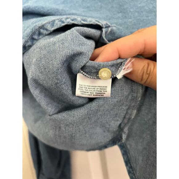 J.Crew Women's Blue Band-collar Popover Chambray Popover Tunic Top Size 6 - Picture 7 of 7